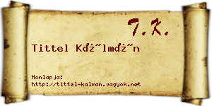 Tittel Kálmán névjegykártya
