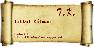 Tittel Kálmán névjegykártya